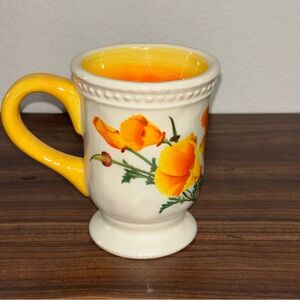 California Poppy Yellow  Orange Floral Ceramic Mug